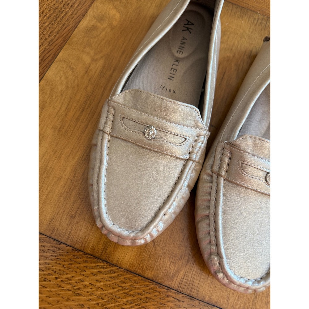 Anne Klein iFlex Womens Metallic Gold Champagne Driving Loafers Flats Shoes 8M - Picture 2 of 8